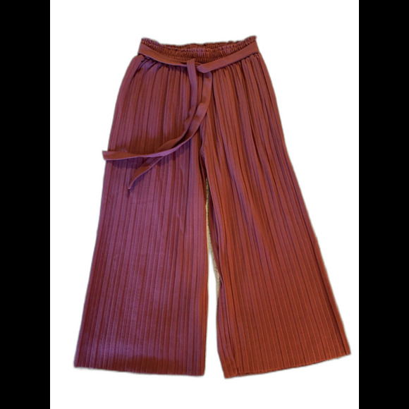 trendz Burgundy or Rust Colored Capri Length Pleated Palazzo Pants Sz Medium - Picture 1 of 10